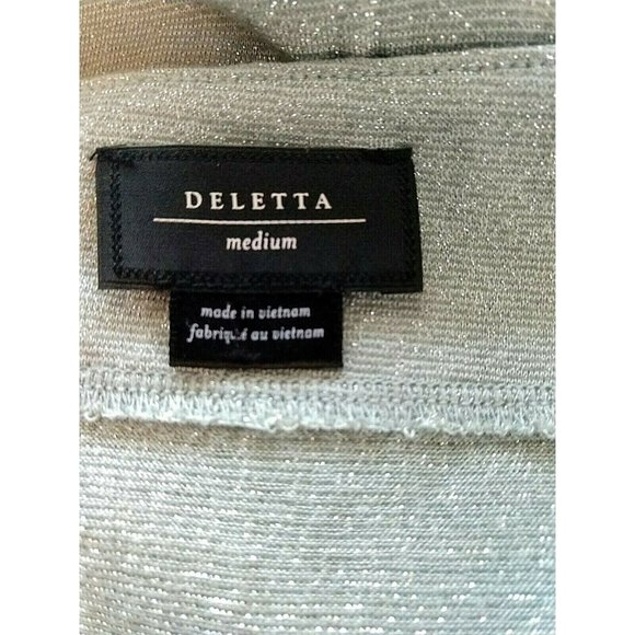 Deletta Anthropologie Illilouette Falls Top Size Medium Bow Metallic Sil… - Picture 5 of 6